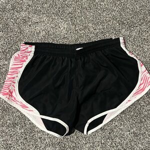 Black and pink Soffe athletic shorts for juniors